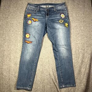 Marvel Her Universe Jeans Womens 18 Blue Captain Marvel Straight Stretch Patch